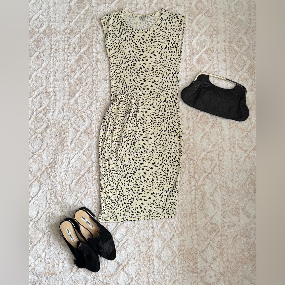 Reiss Animal print dress draped wrap effect bodycon sleeveless UK 6 US 2